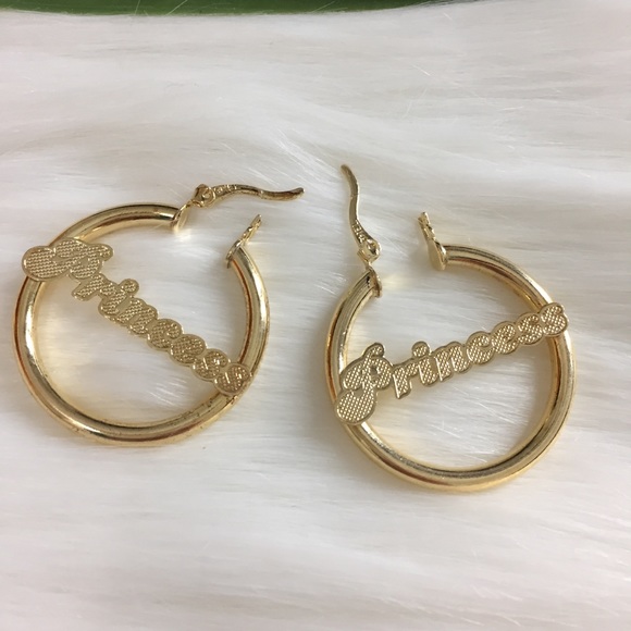 14K Brazilian Gold Filled Jewelry Princess Round Hoop Earrings In